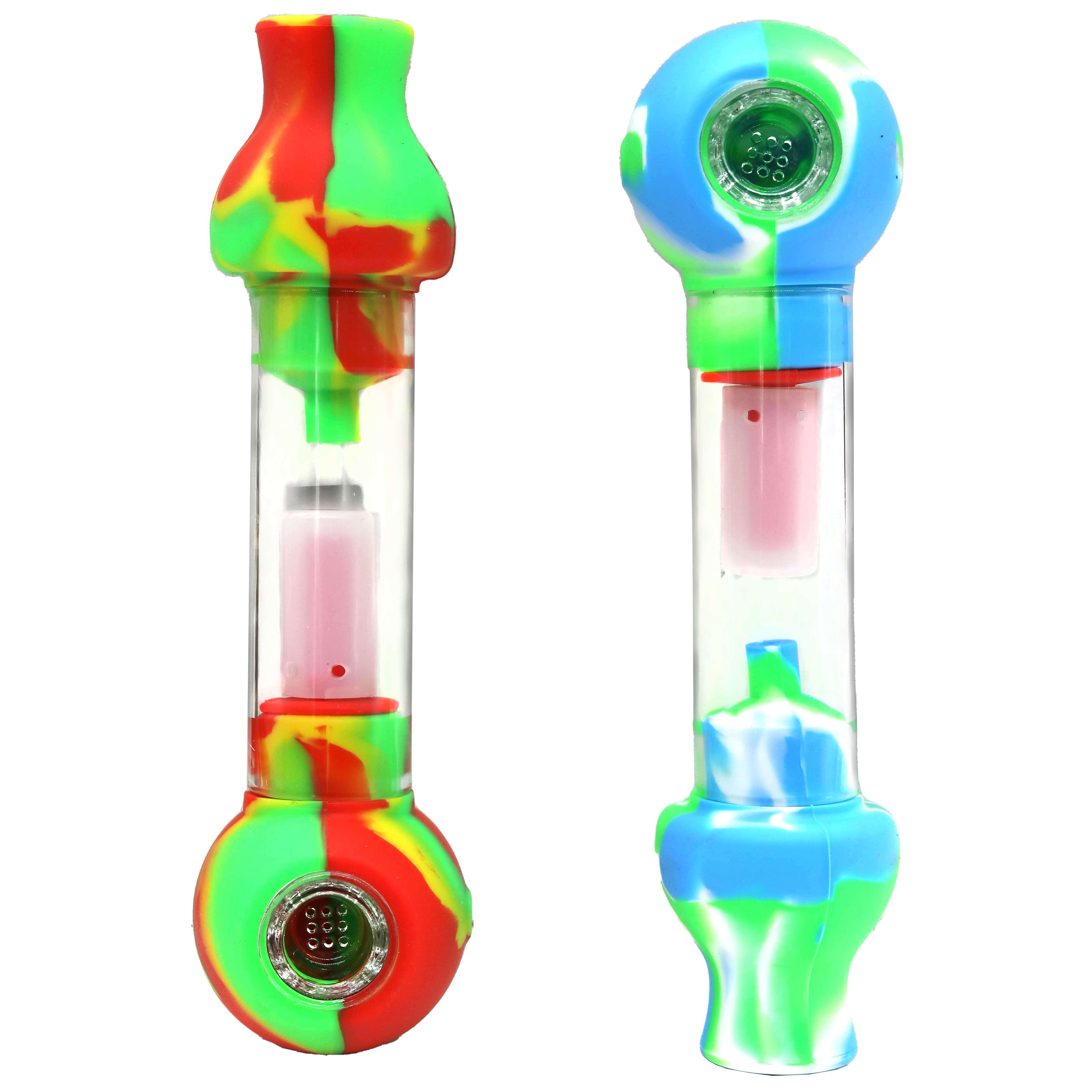 Clear Glass Body Spoon Silicone Handpipe (SL-03) | 7 inch | Assorted Colors product image